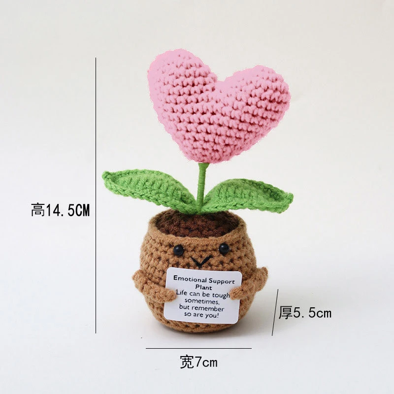 Süße gehäkelte emotionale Unterstützung gestrickte positive Energie Puppe handgemachte Kintted Puppe Auto Tisch Dekor Freunde Geschenk – Detail 10