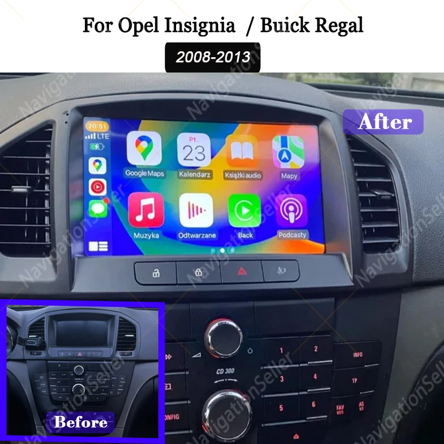 

Carplay Android Screen For Opel Insignia 2008 - 2012 For Buick Regal 2009 - 2013 Car Radio Navigation GPS Stereo Wifi DSP DAB BT