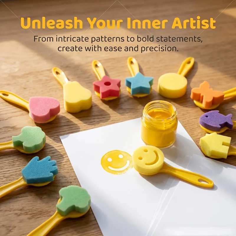 12Pcs Colorful Art Painting Sponge Brushes Set DIY Creative Handmade Sponge Paint Brush Ideal Tool for Imagination Professional