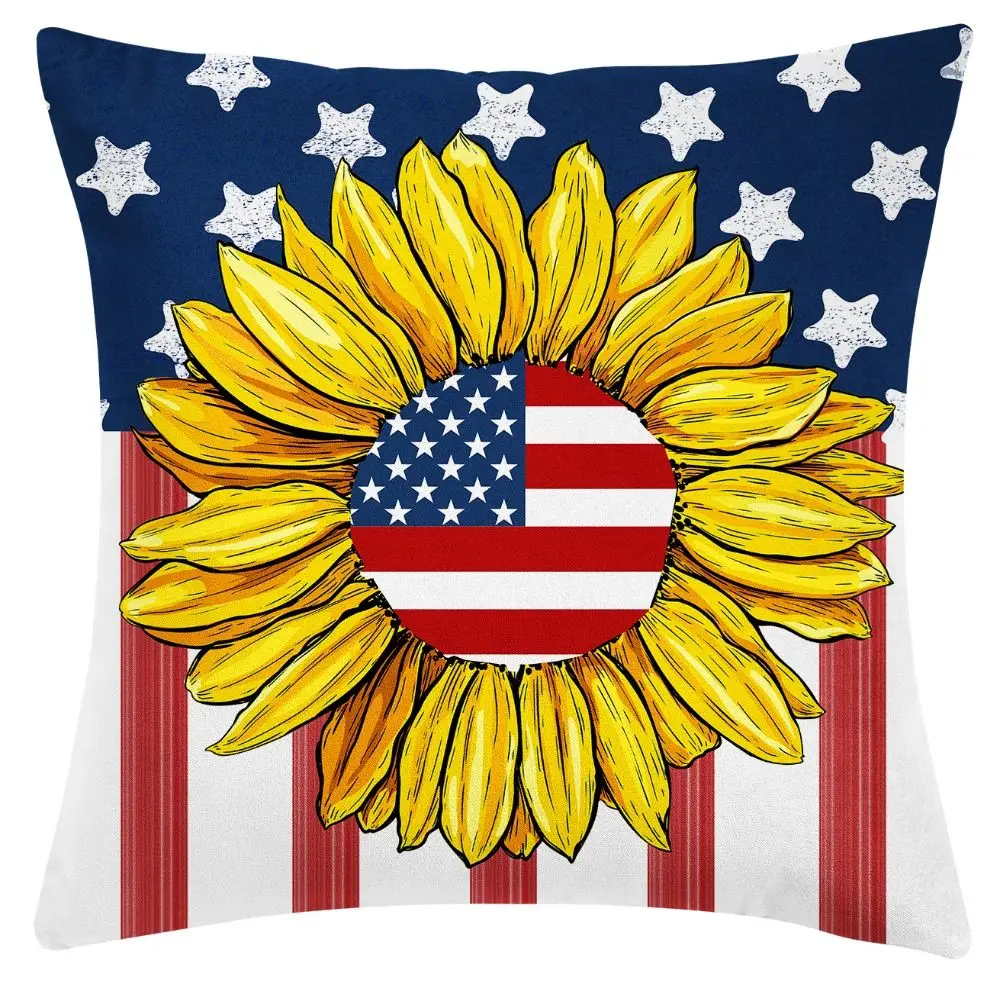 Short Velvet Independence Day Print High Quality Good-looking Durable Cushion Case Decorate Wear-resistant Pillowcase Home