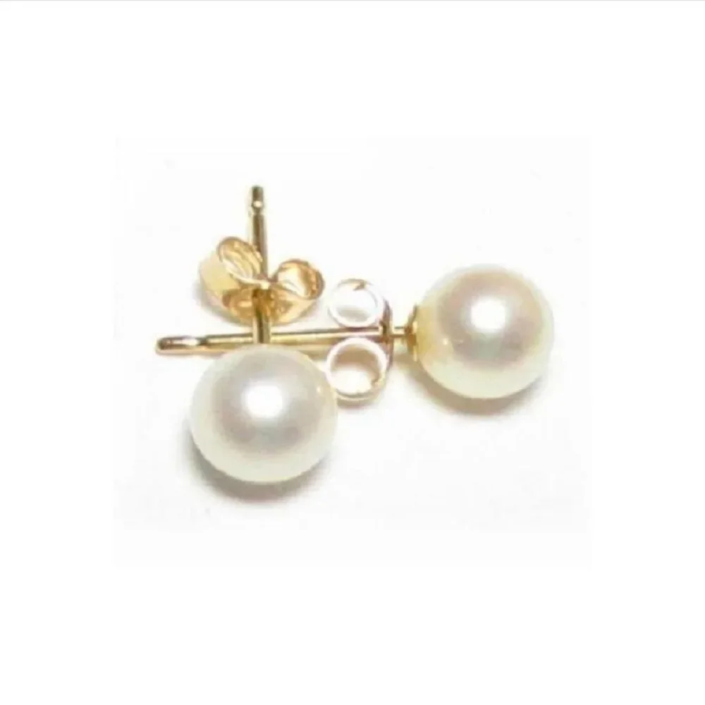 Hot selling pearl earrings AAAA 8-9mm 9-10mm 10-11mm 11-12mm 12-13mm round natural South   Sea white pearl earrings 14K gold