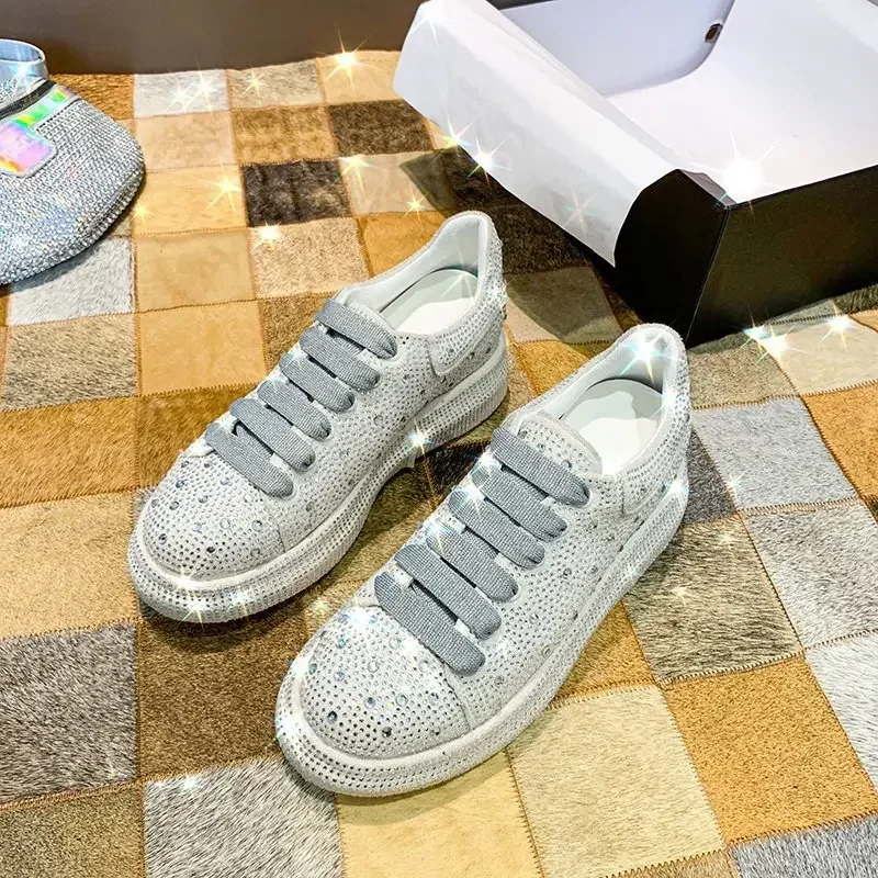 Brand Women's Sneakers Luxury Rhinestones Women Causal Shoes Designer Platform Sport Shoes Fashion Comfort Women Shoes Plus Size image 2