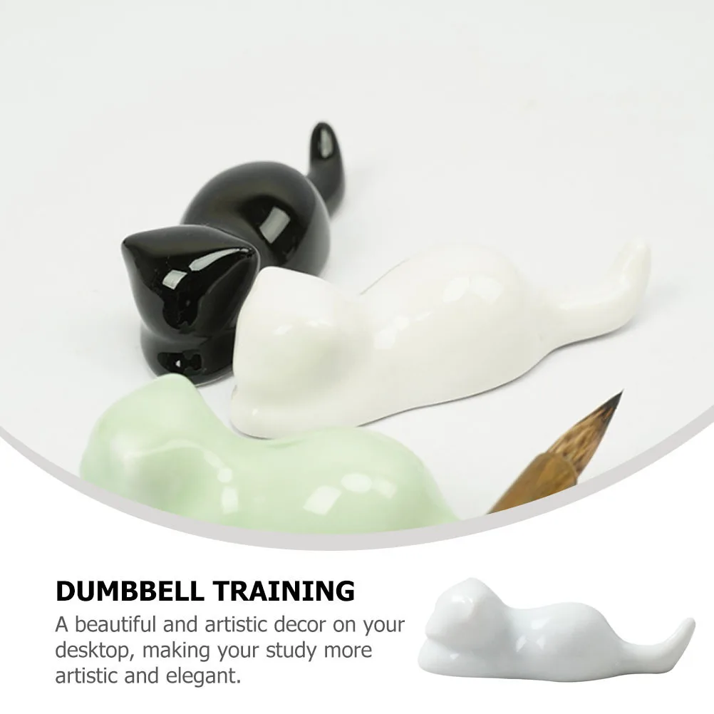 

Cat Shape Ceramic Chinese Calligraphy Pen Holder Desktop Ink Pen Stand Brush Rest Elegant Artistic Decor Ceramic Brush Rest