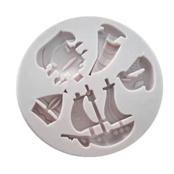 DIY Pirate Ship Silicone Molds Sails Fondant Chocolate Cake Decorating Tools Clay Candy Kitchen Baking Mold H382