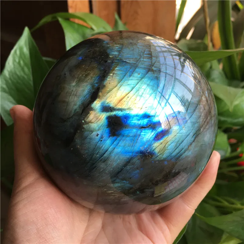 Natural pull feldspar crystal ball decoration moonstone polished meditation, living room porch decoration wind water balloon.