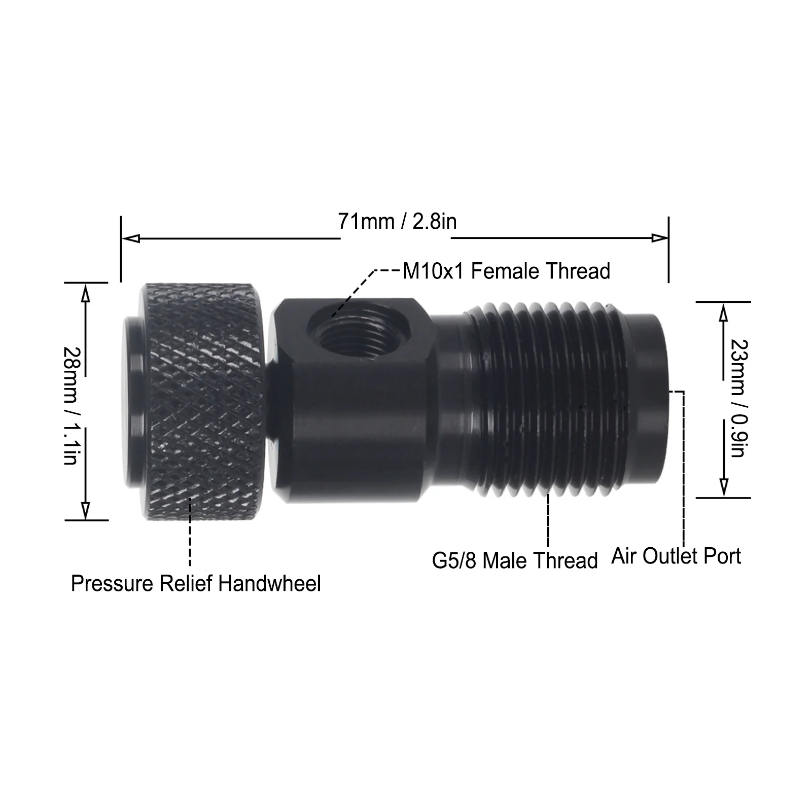 G5/8 Gewinde Schnellfülladapter Füllstation Adapterschlauch Hochdruck-Pneumatikteil für 6,8 l CO HPA CO2-Tank