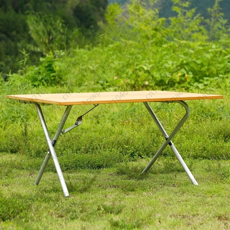 

Outdoor Camping Bamboo Table, Quick and Portable Picnic Folding Table, Camping Dining Table, Roll-up Table