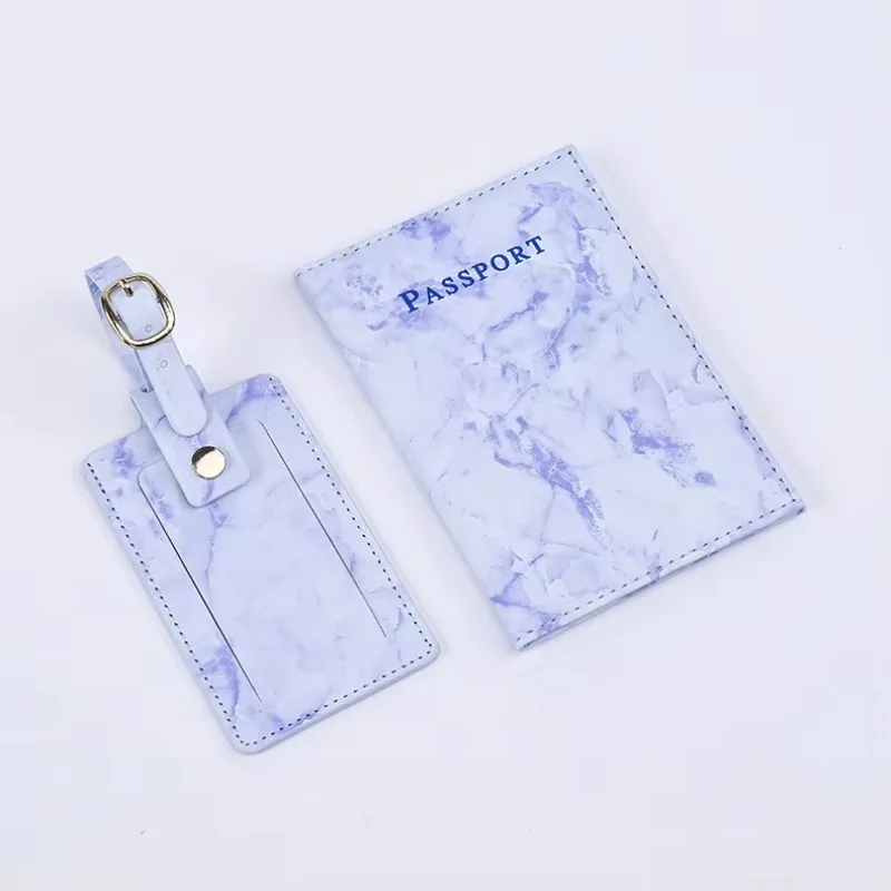 PU Leather Marble Passport Holder Passport Covers Case Luggage Tags Boarding Pass Travel Tags Set for Luggage Travel Accessories