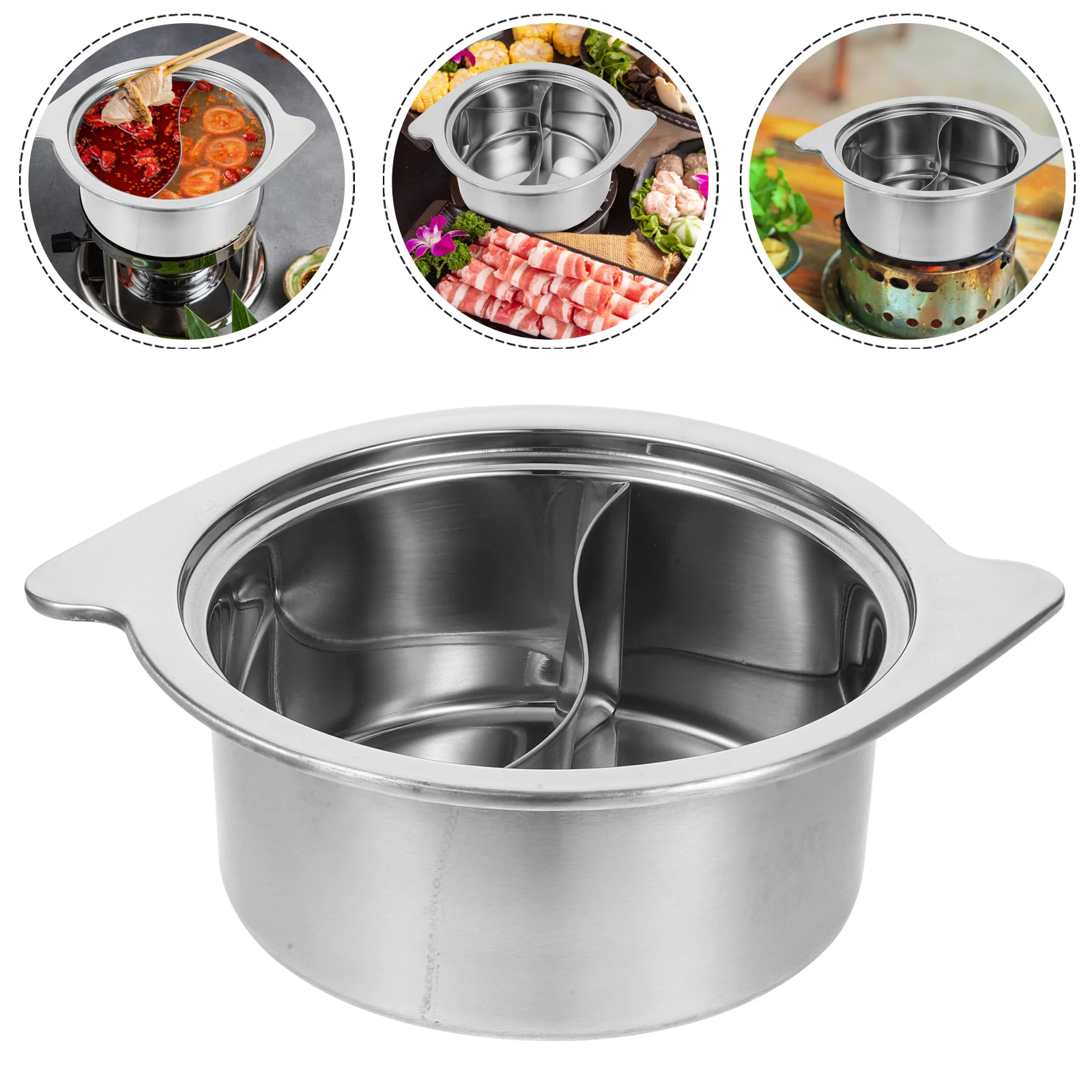 

Stainless Steel Kitchen Soup Cooking Ramen Noodles Hot Tool Cookware Frying Pan Household Holder