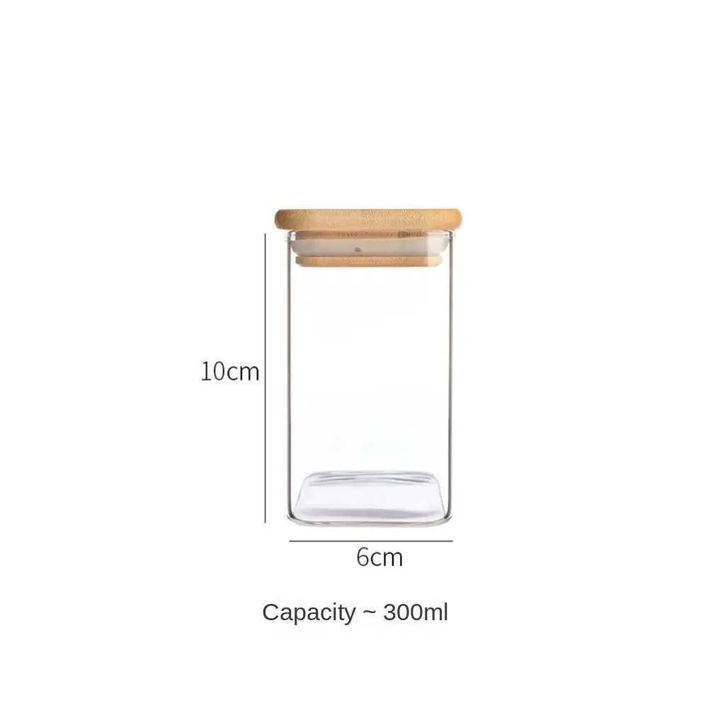 

150/210/300/370/450ml High Borosilicate Glass Sealed Can Transparent Storage Supplies Glass Jar with Bamboo Lid Moisture Proof