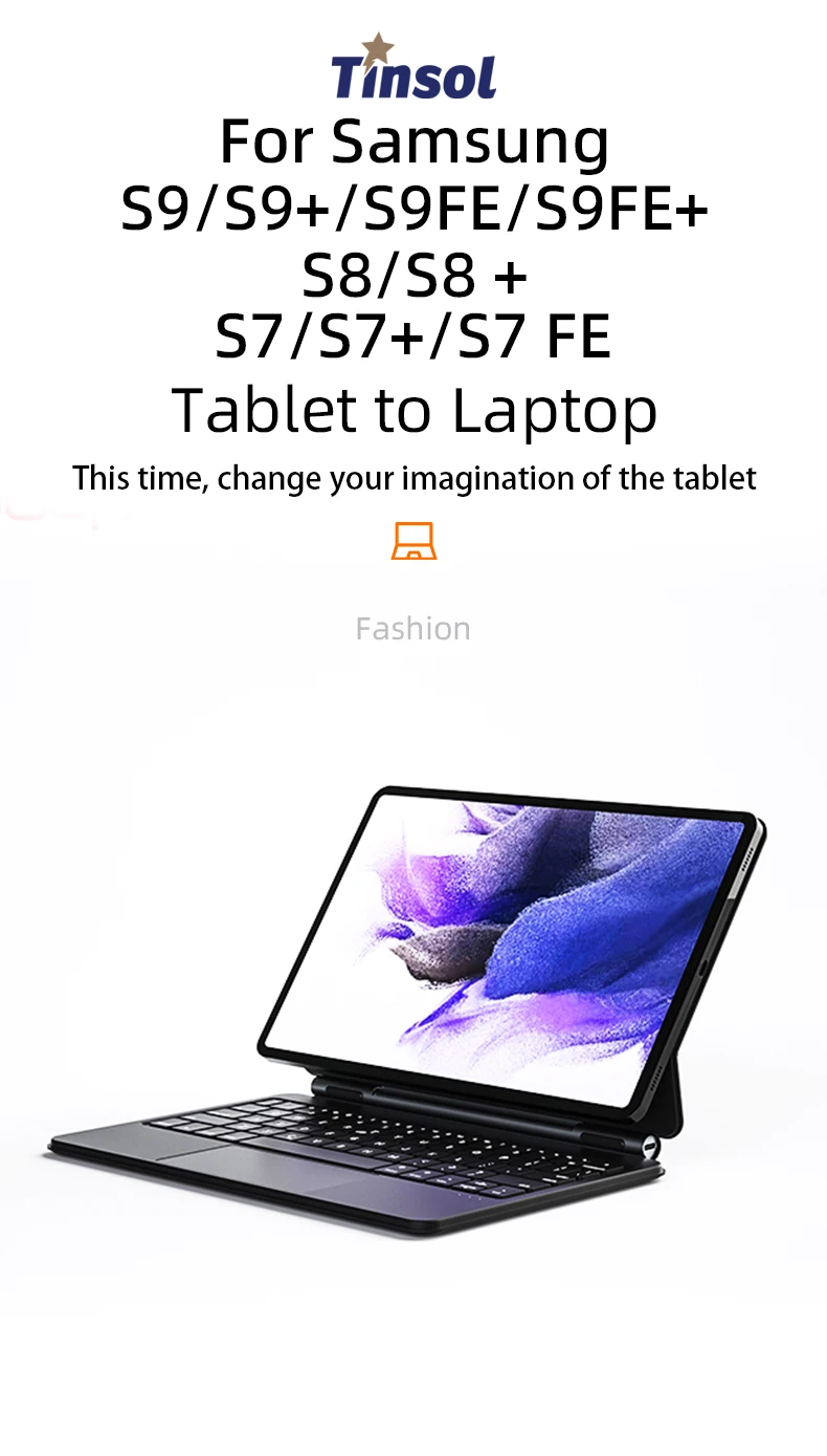 Hintergrund beleuchtung magische Tastatur für Samsung Galaxy Tab S7 plus S9 S8 S7 Fe 12,4 Zoll 11 Android Tablet Smart Cover koreanische