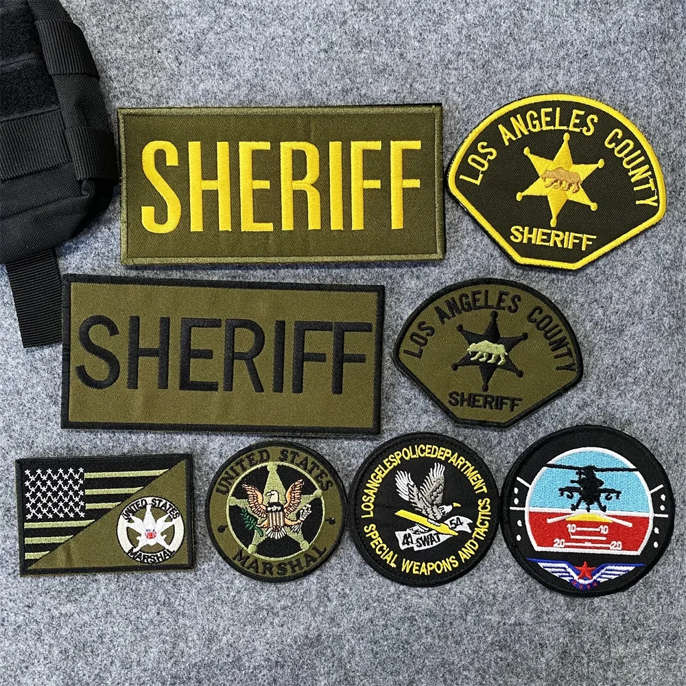 

US MARSHAL Hostage Rescue Team Armband Patches SHERIFF Vest Hook&Loop Badge Large Embroidery COS Modeling Army Aviation Morale