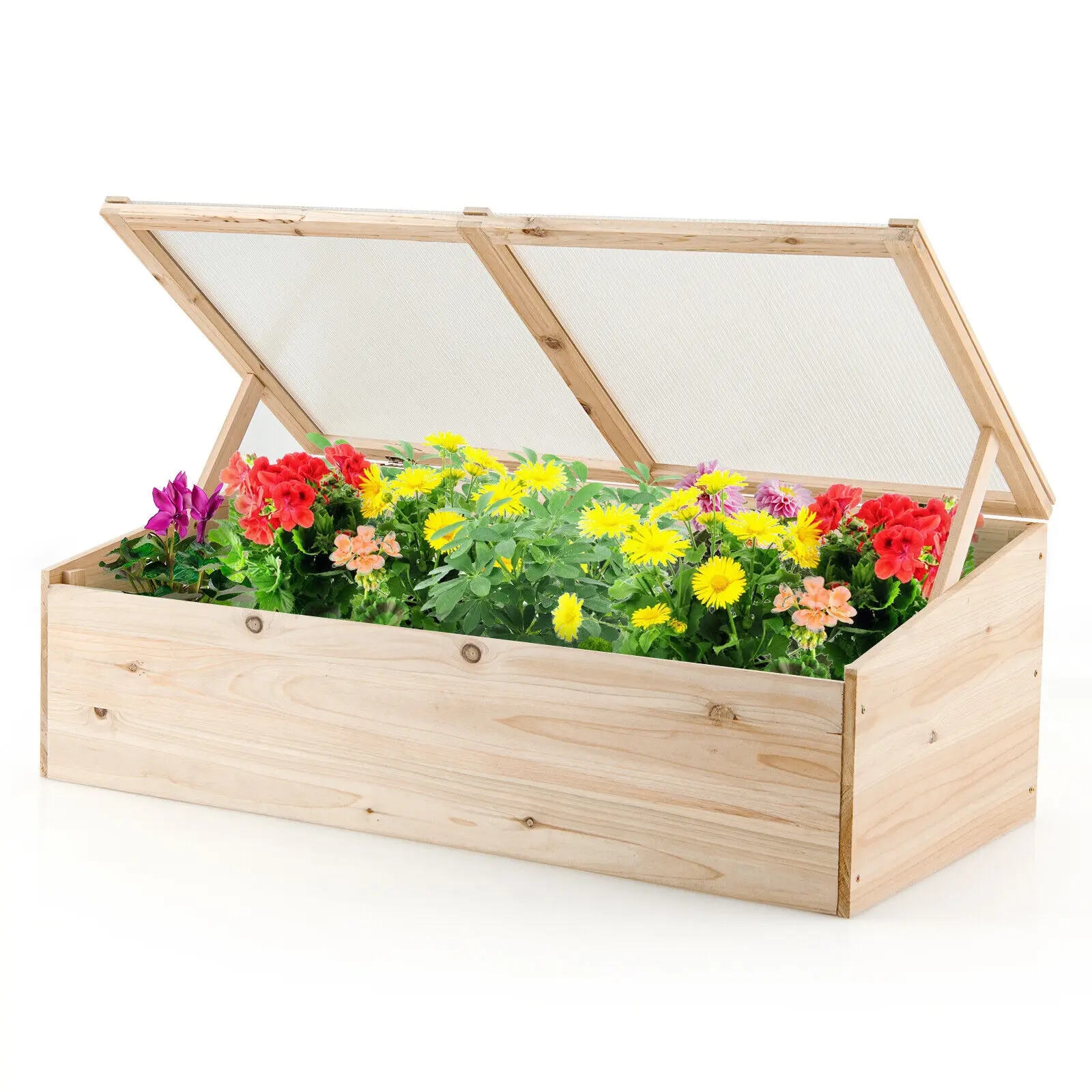 

Patiojoy Wooden Cold Frame Greenhouse Flower Planter Raised Plants Bed Protection