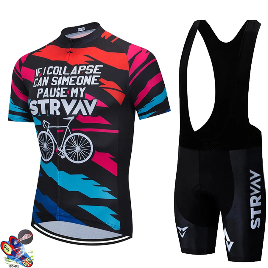 

2024 STRVAV Team black Cycling Clothing Bike Jersey Ropa Mens Bicycle Summer Cycling Jerseys 19D Gel Pad Bike Shorts