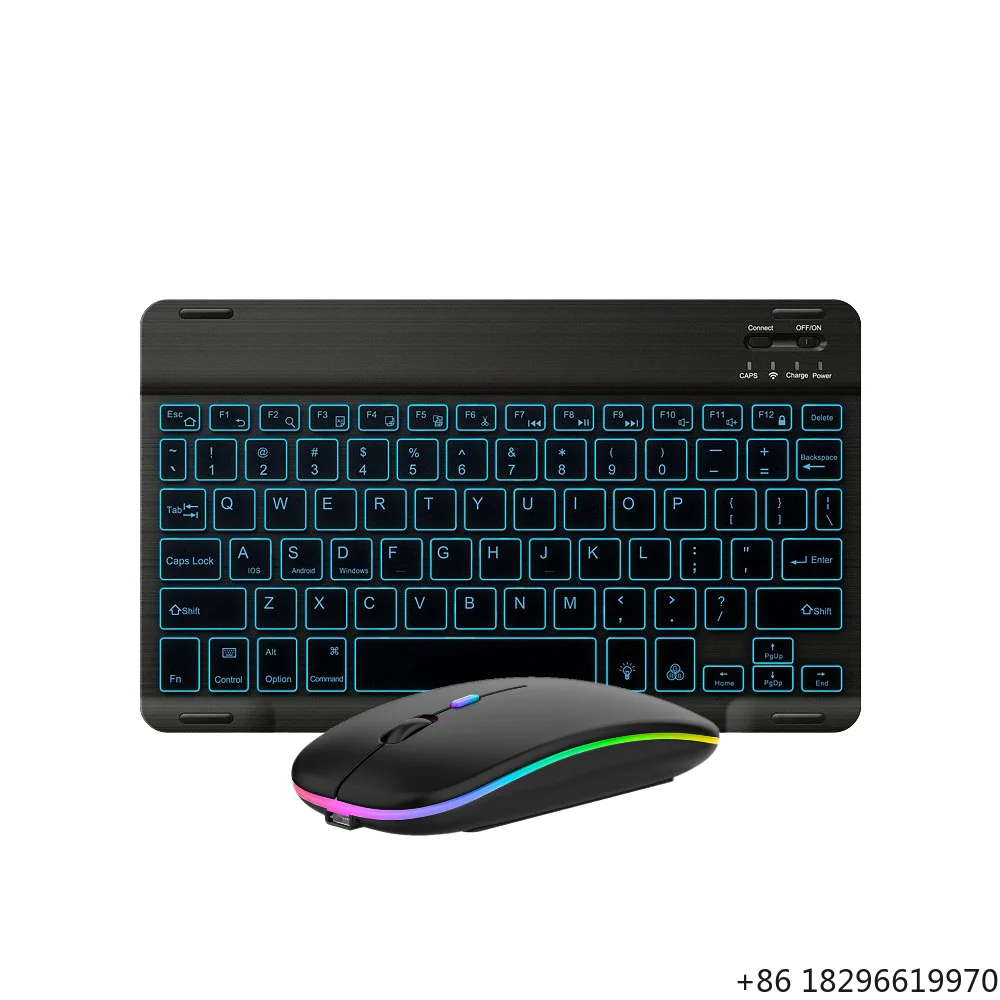 10 Inch Wireless Bluetooth Keyboard Mouse Combo Type-C Rechargeable Fit Laptop Tablet