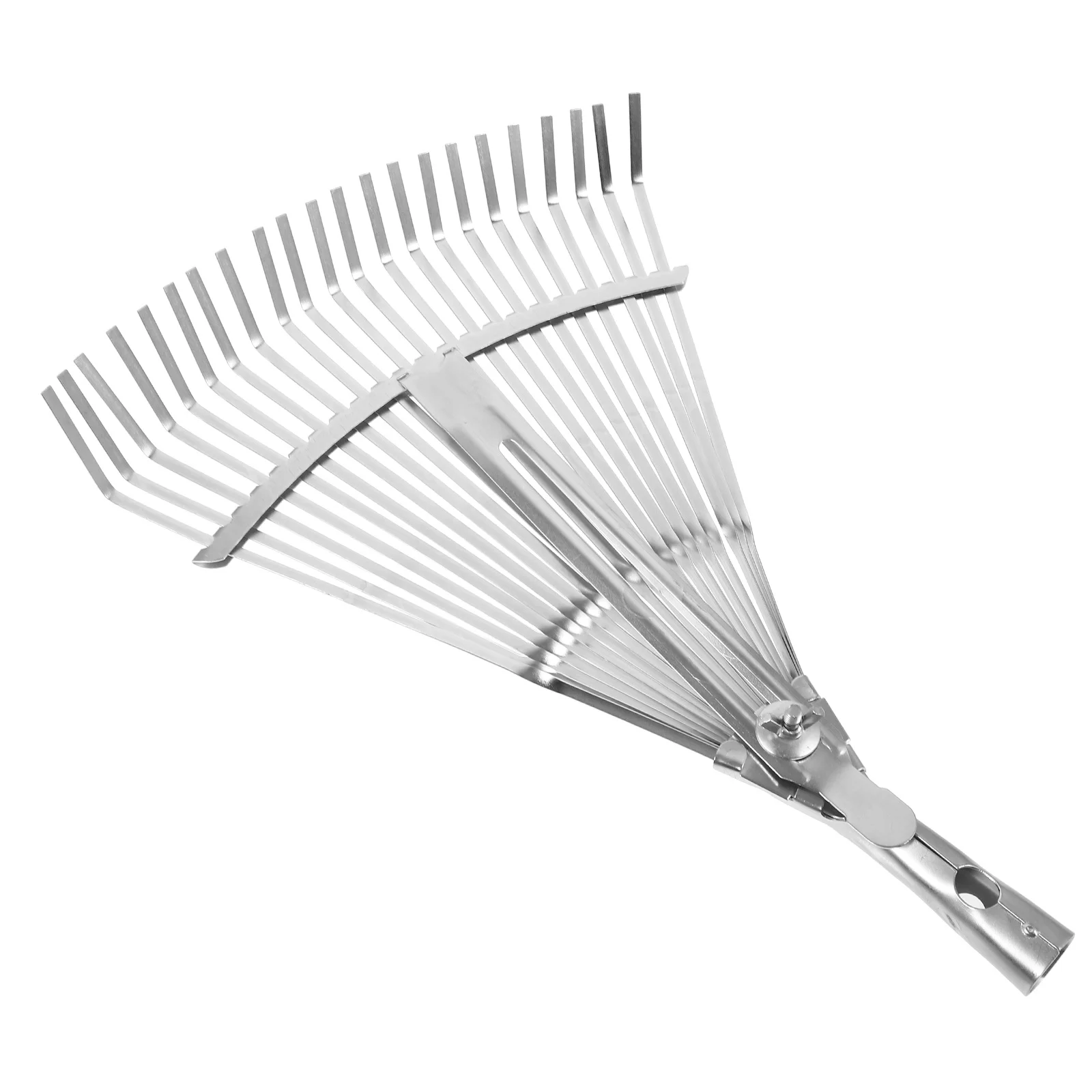 Durable Metal Garden Rake Adjustable Head for Leaves Weeding Digging Transplanting Small Lightweight Gardening Tool