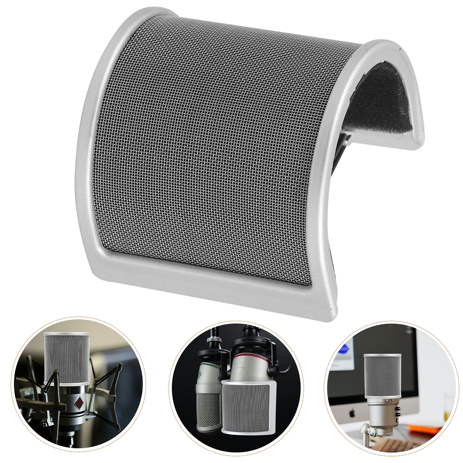 

U Shaped Microphone Windscreen Cover For Handheld Mic Pop Filter Live Broadcast Recording Steel Pp Sponge Material