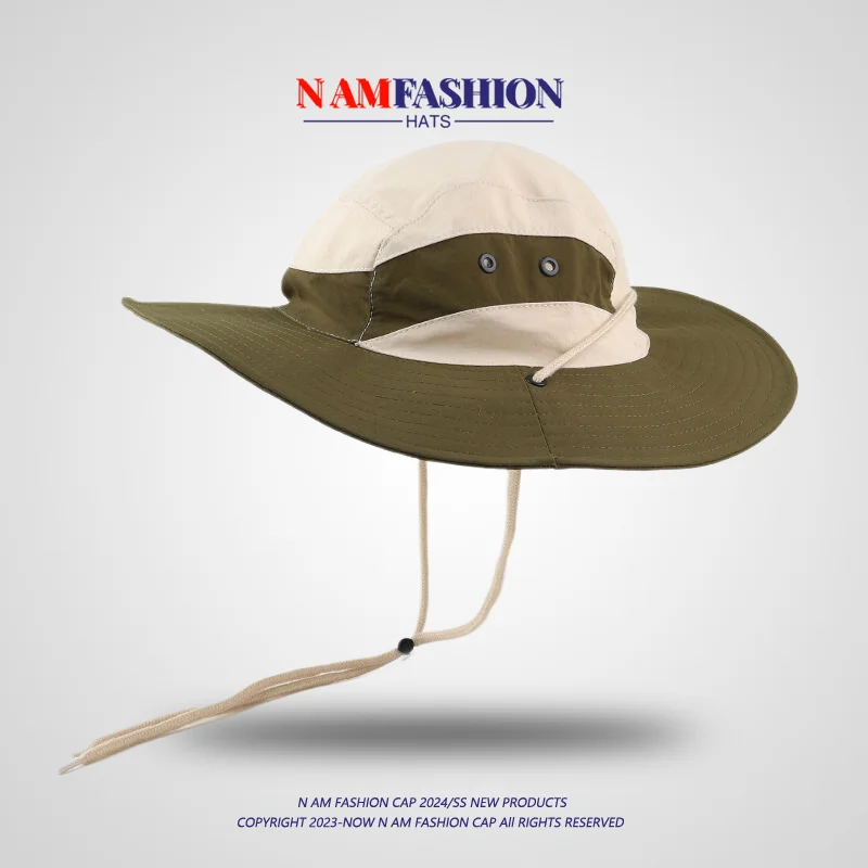 Outdoor Color Matching Summer Thin Bucket Hat Female Male Outdoor Quick-Drying Bucket Hat Hiking Climbing Fishing Hat