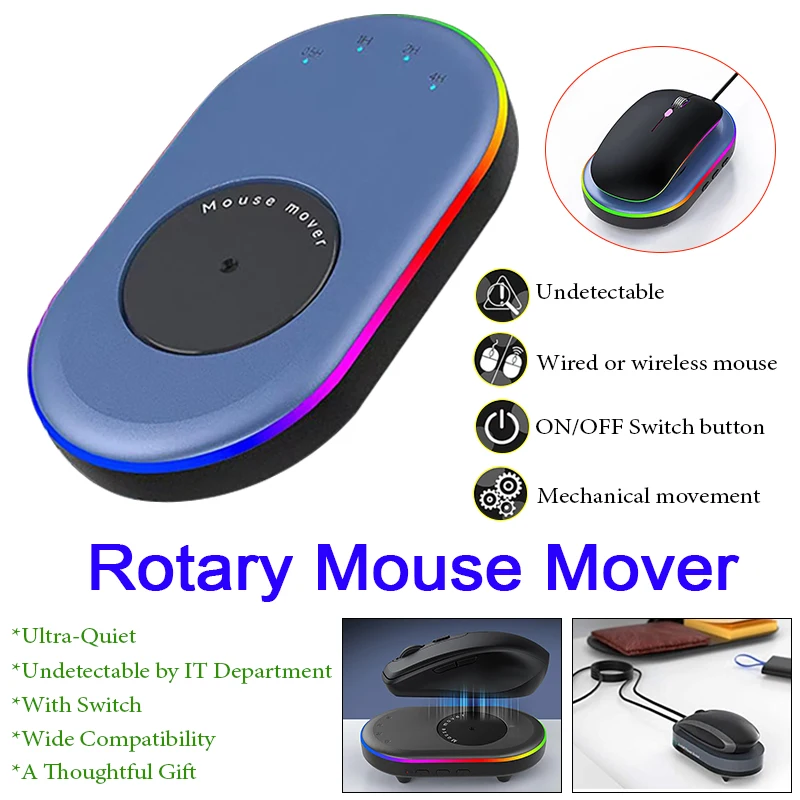 

Virtual Mouse Mover Rotary Mouse Shaker Anti-Sleep Mover Automatic Mouse Movement with ON/OFF Switch for Computer Awakening