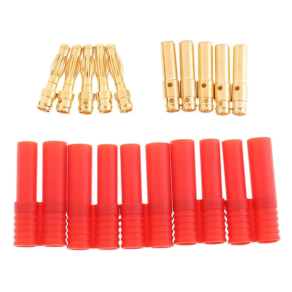 5Pair HXT 4mm Banana Connector Plug Gold Plated for EC2 RC Batteries