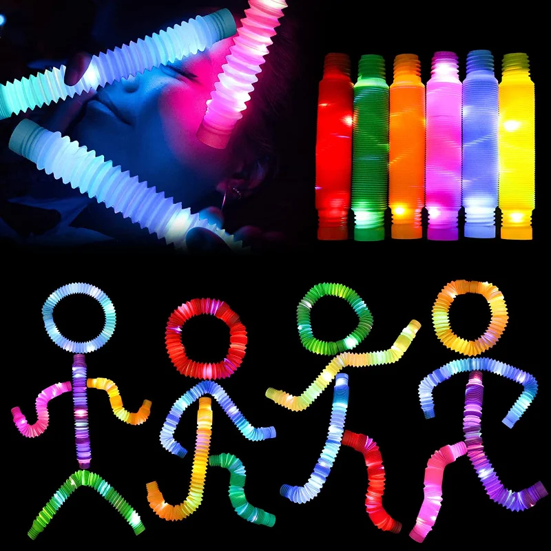 

FTZ Plastic Fidget Pop Tube Toys for Children Adults Sensory Tools Sensory Led Luminescence Halloween Toys Gathering Equipment