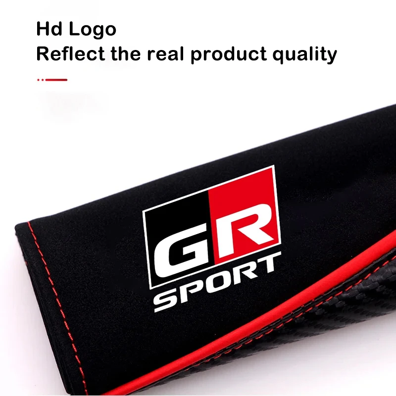 2Pcs Leather Car Safety Belt Cover Car Shoulder Protector Pads For Toyota GR Sport Gazoo Racing C-HR RAV4 Mirai Avensis Prado
