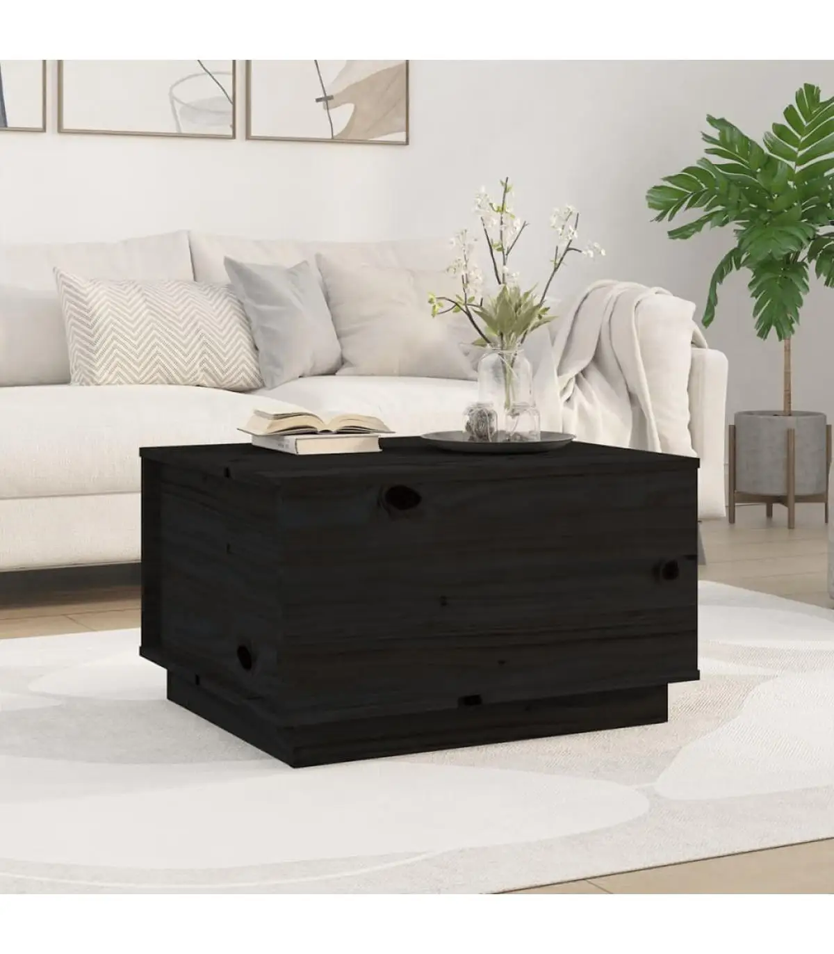 Coffee table Black Pine solid wood coffee table 60x50x35 cm