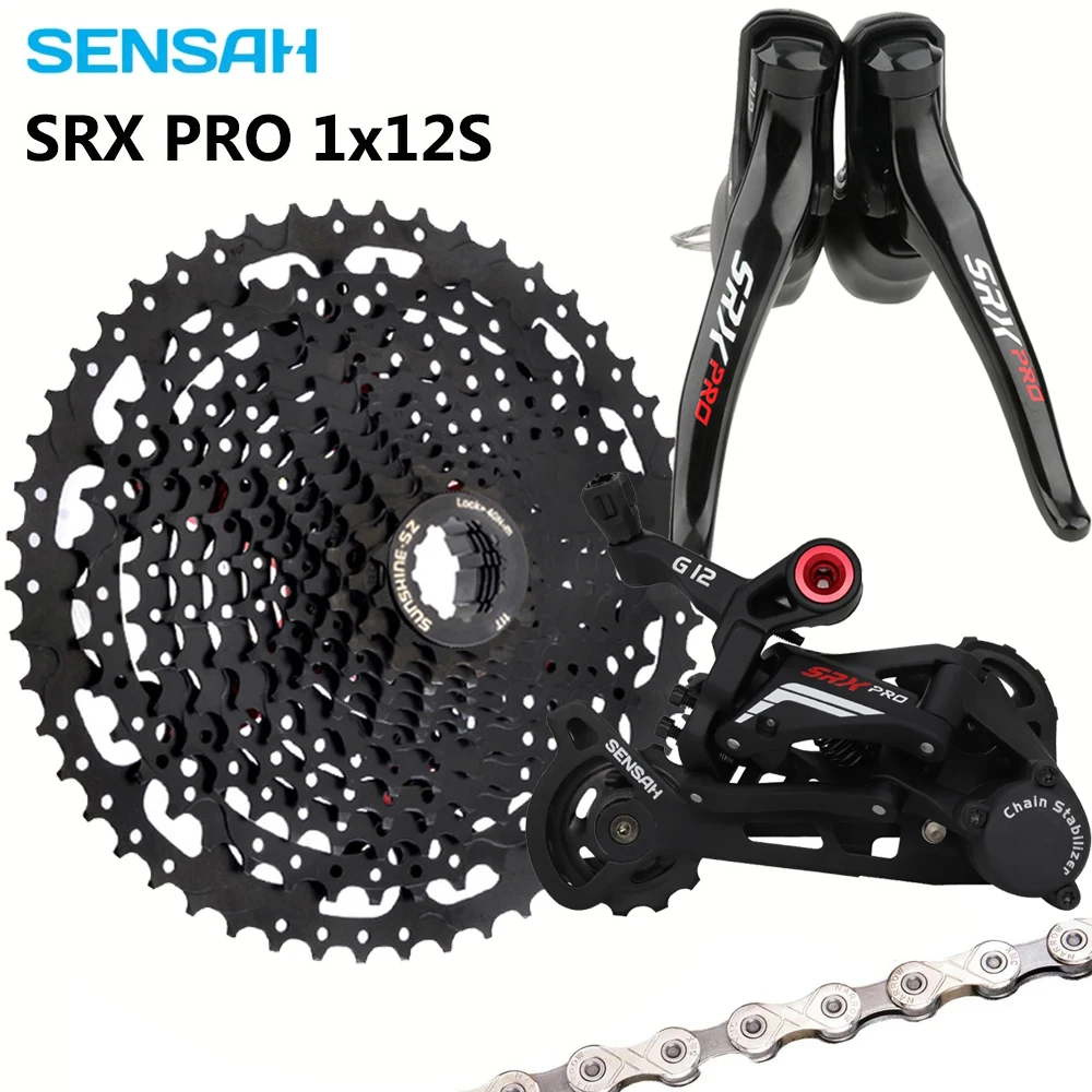 SENSAH SRX 1X12 velocidades juego de grupos de bicicleta de grava CX palanca de cambios freno mecánico desviador de embrague 46T 50T Cassette 12V juego de carretera