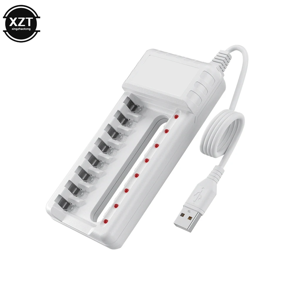 Rechargeable Battery Charger USB Output 8 Slots Fast Charging Short Circuit Protection suitable for AAA/AA Battery Tools