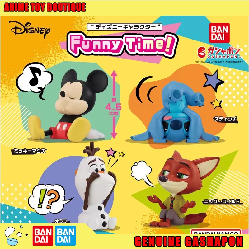 

Bandai Genuine Disney Action Figure Stitch Olaf Nick·Wilde Mickey Mouse Gashapon Funny Time Ornament Children's Toys Original