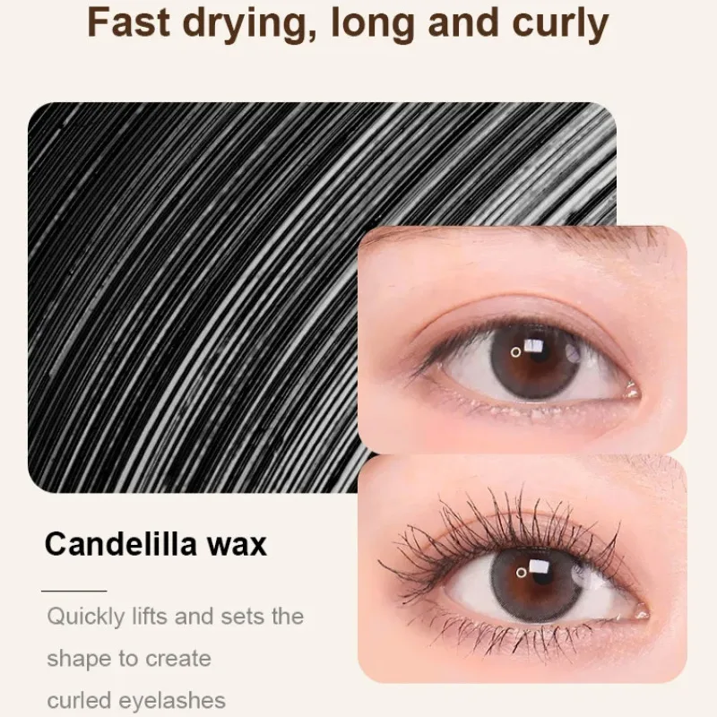 Mascara résistant à l'eau et à la transpiration, tube vert, brosse extrême fine, boucle d'allongement de la tête, épaisseur naturelle réglable à 360 °