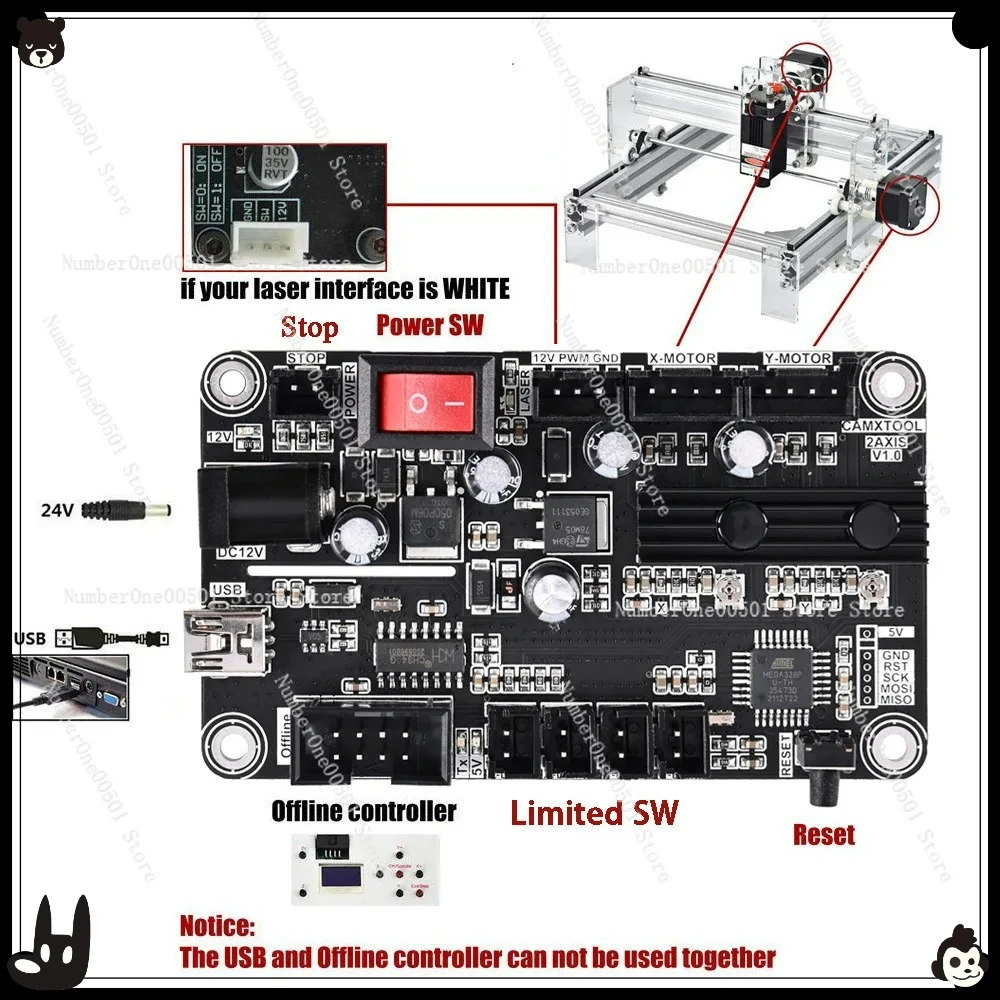 two-axis control board USB two-axis DIY small CNC numerical control for laser engraving machine
