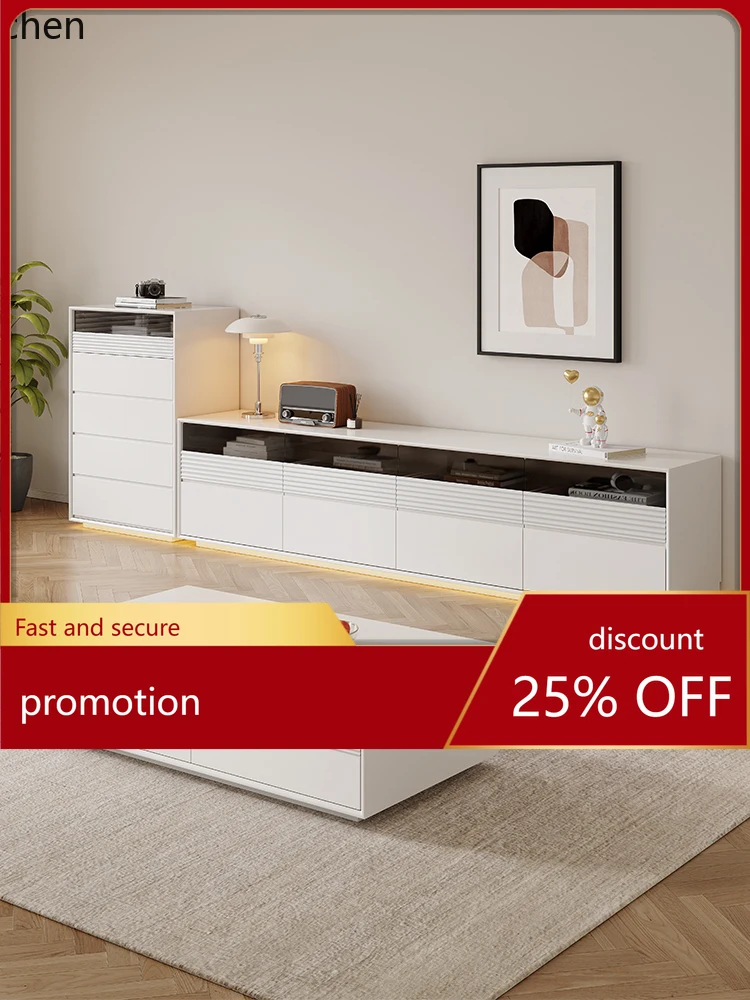 

HXL Solid Wood Tall Floor-standing TV Cabinet and Coffee Table Set Simple Tall Cabinet