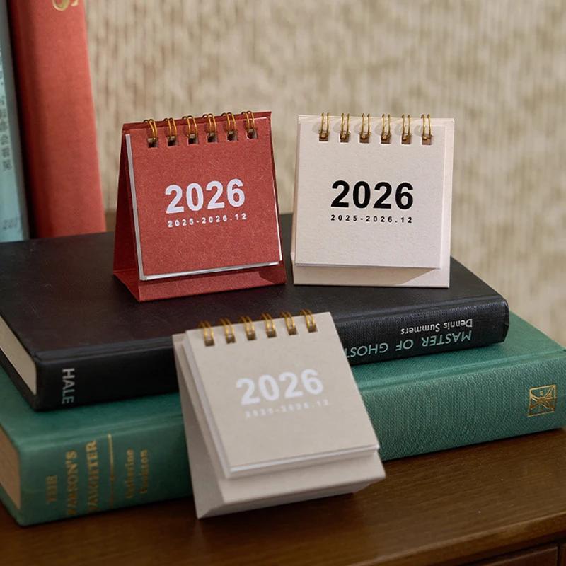 

Мини-простой календарь на 2026 год, маленький настольный календарь, креативный катушечный календарь-планировщик, украшение для рабочего стола, канцелярские принадлежности, офисные принадлежности, новинка