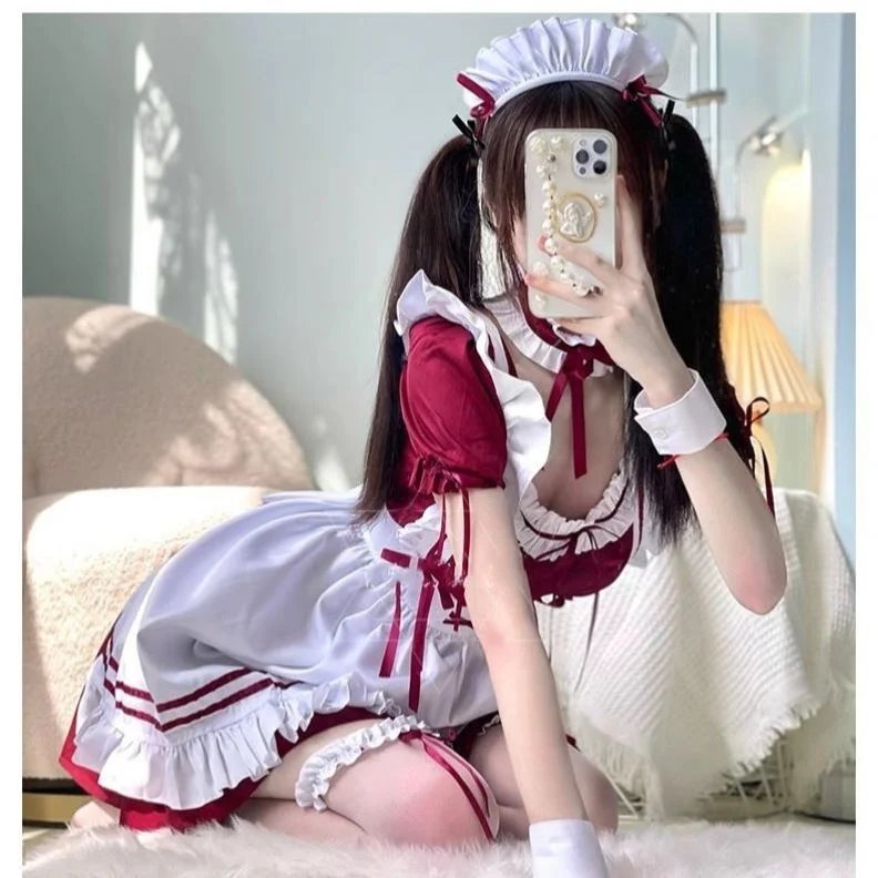 

Милая униформа горничной: короткое платье-юбка большого размера, костюм слуги для мужчин, косплей официантки, очаровательное платье в японском стиле Лолита