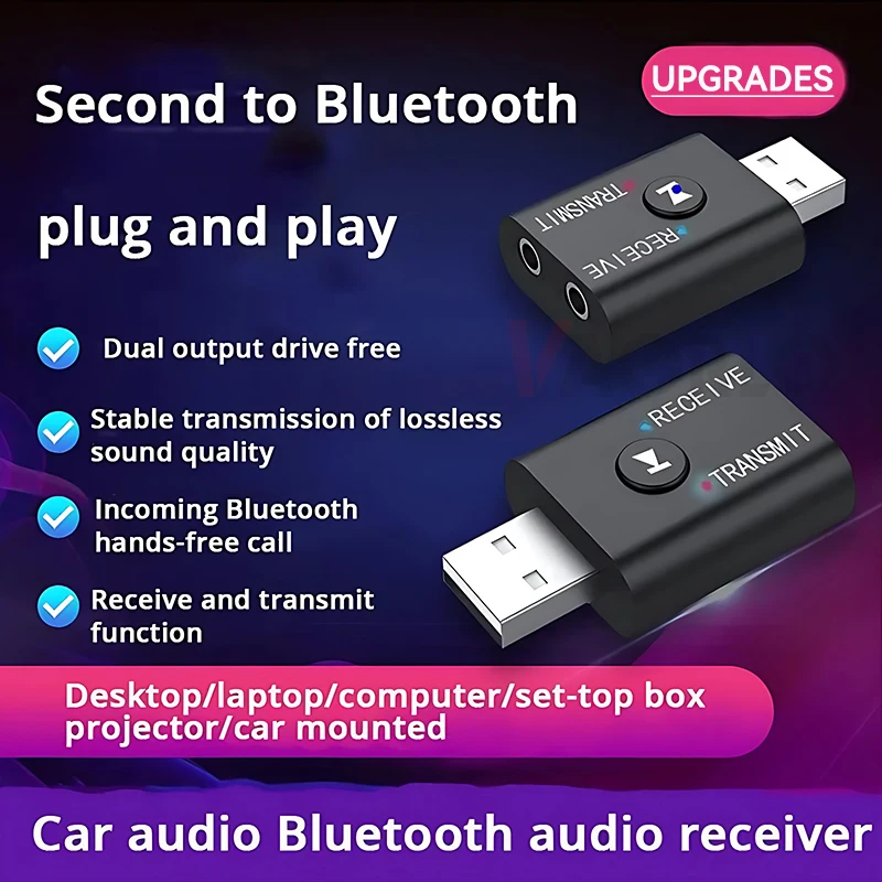 Bluetooth 5.0 Audio Transmitter Receiver 3.5mm AUX Jack RCA USB Dongle Stereo Wireless Adapter for TV Car Kit Speaker Headphone