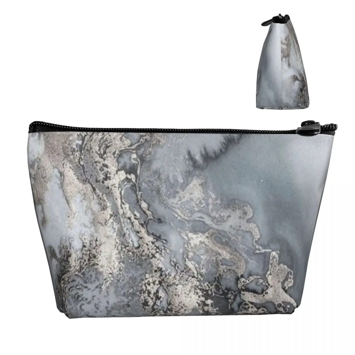 Gray Marble Texture Abstract Pattern Cosmetic Bag Women Big Capacity Modern Geometric Makeup Case Beauty Storage Toiletry Bags