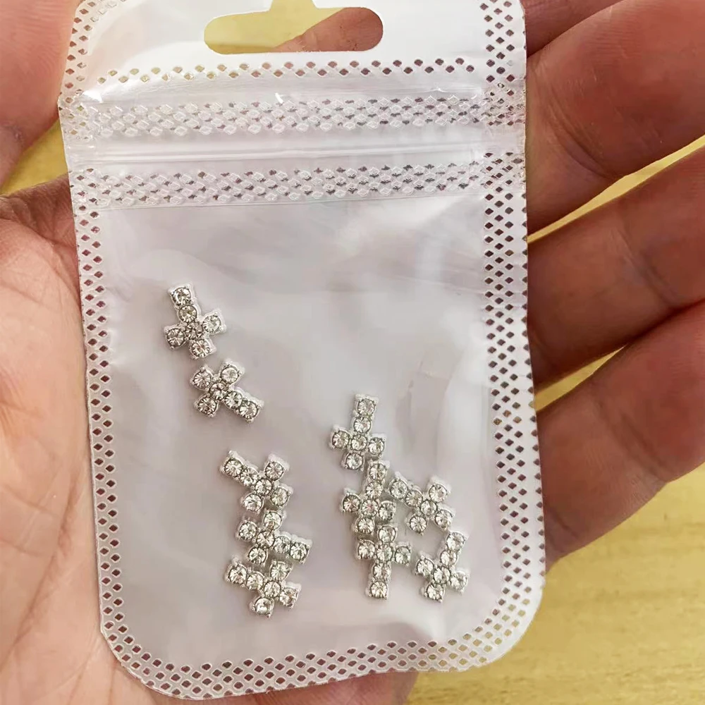 Breloque croix pour ongles en argent, biscuits astronomiques de luxe, décoration d'art d'ongle, croix punk 3D, fournitures de manucure bricolage, 10 pièces