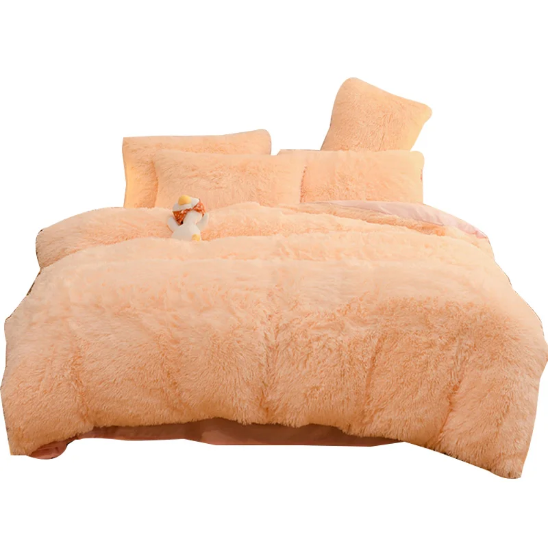 Thickened Warm Lamb Wool Plush Quilt 1 PCS High-end Luxury Mink Velvet Duvet Cover Pillow Case Winter Bedding Girl Bed Decor