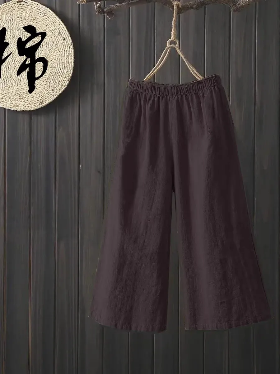 Calça legging fena de cintura alta, aodão, linho, verão, fina, corte reto, respirável, casual, ajuste confortável, calç...