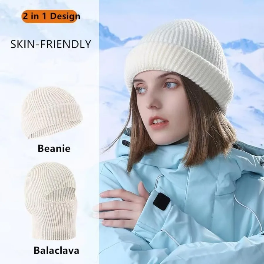 Balaclava Ski Mask Cold Weather Balaclava Mask Warm Face Mask Balaclava and Beanie Hats for Men 2 in 1