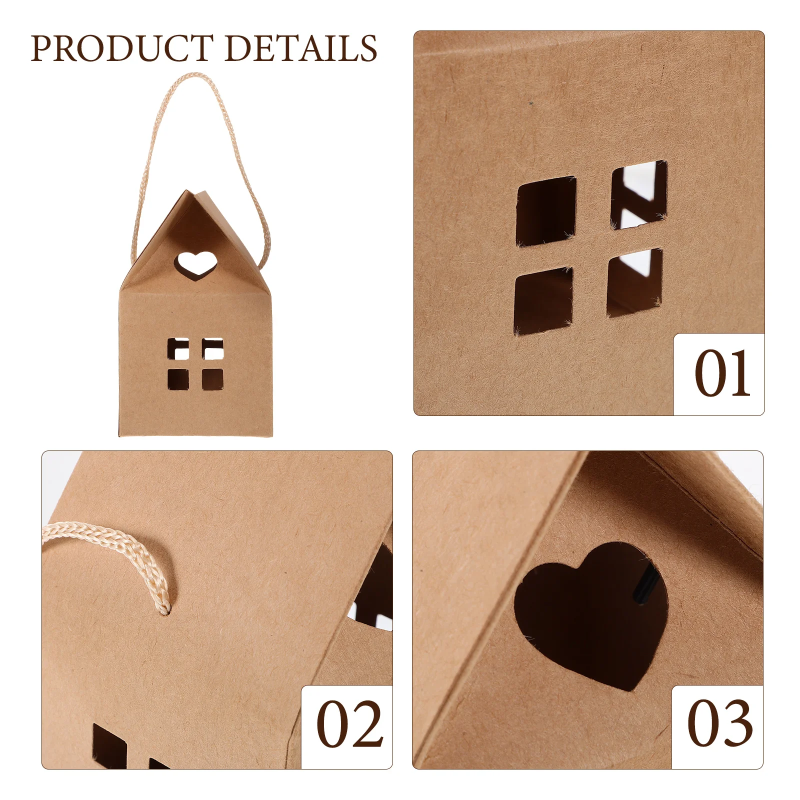 15 Pcs House Shaped Gift Boxes Portable Baking Multi-function Candy Handle Child Cardboard