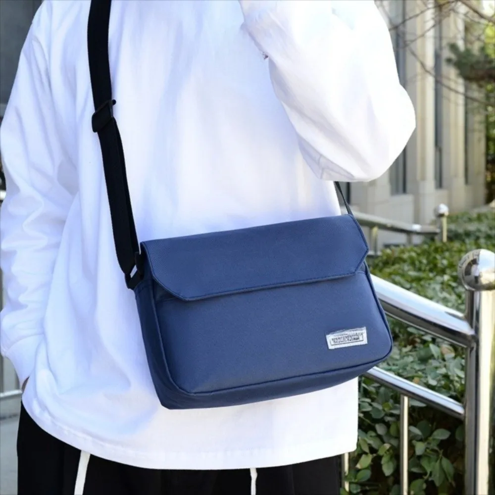 

Solid Color Men's Messenger Bag Large Capacity Minimalist Nylon Shoulder Bag Adjustable Strap Multi-pocket Crossbody Bag Sports