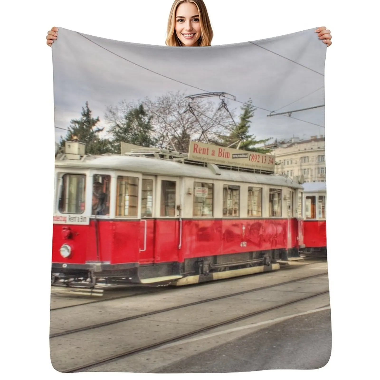 

Old Tram Throw Blanket Durable Warm Blanket for Daily Home Use