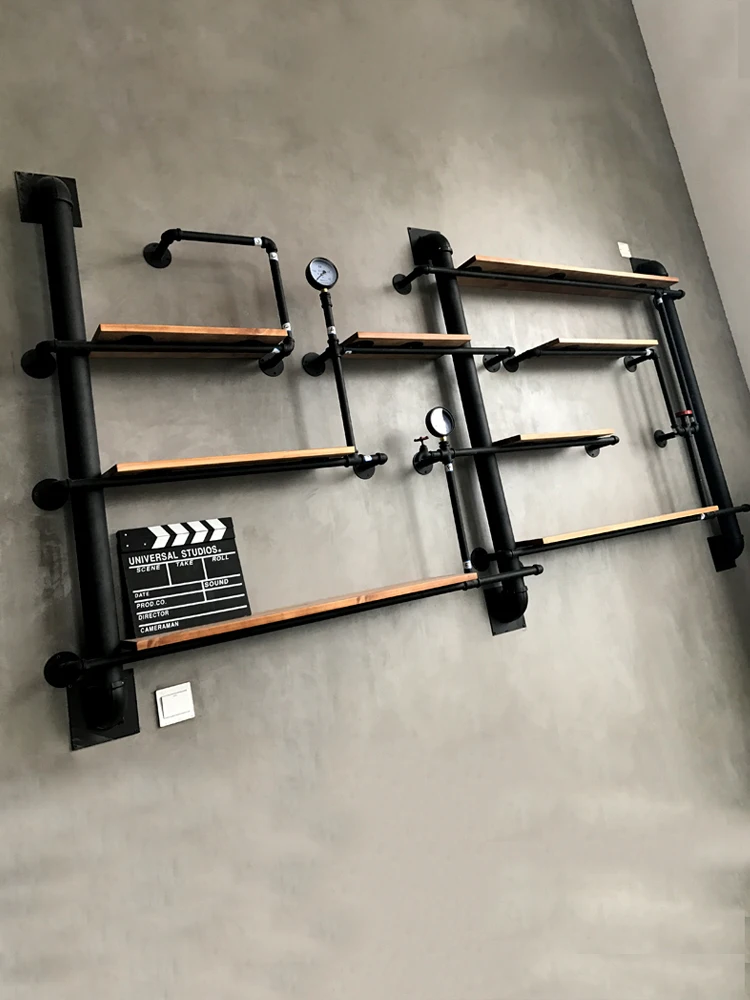 High Quality Industrial Style Decorative Wall Shelf Wall-Mounted Bracket Wall-Mounted Wall Layered Partition Iron Water Shelf