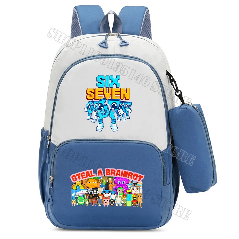 سرقة حقيبة مدرسية Brainrot مع حقيبة أقلام رصاص 67 ستة سبعة حقيبة ظهر للأولاد والبنات حقائب ظهر ذات سعة كبيرة 2 قطعة طالب المدرسة Mochila