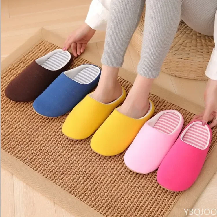 

Women Slippers House Soft Home Cotton Slipper Winter Indoor Light Comfort Floor Shoes Men Silence Slides Bedroom Japanese Style