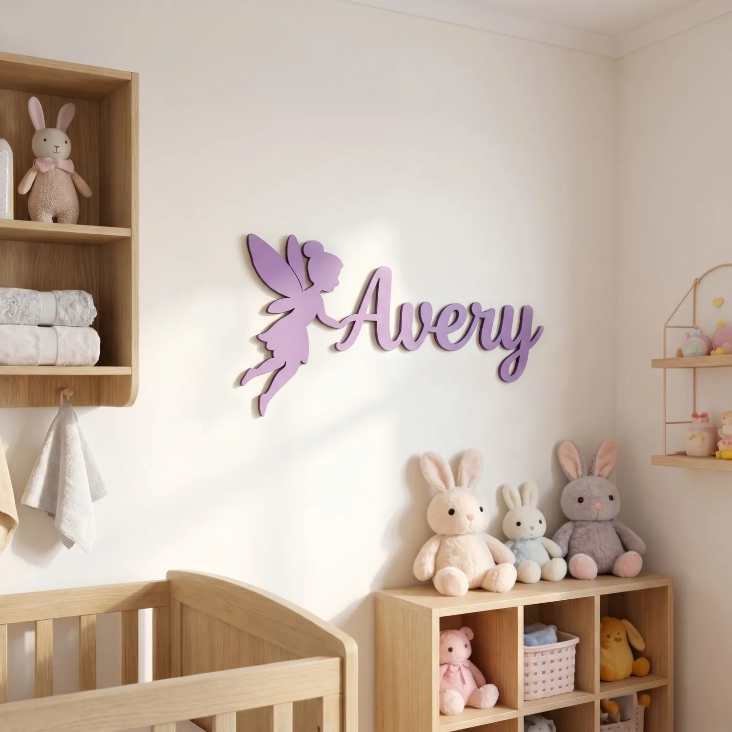 1Pc Custom Flower Fairy Wooden Name Plaque,Home Kids Room Nursery Bedroom Wall Door Decor,DIY Paintable,Birthday Wedding Gift