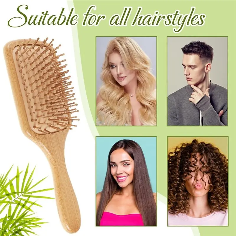 2025 حار نمط عيد الميلاد الخيزران فرش الشعر 10 قطعة مكافحة ساكنة محفورة خشبية مجداف فرشاة السائبة الشكر تدليك فروة الرأس Bri