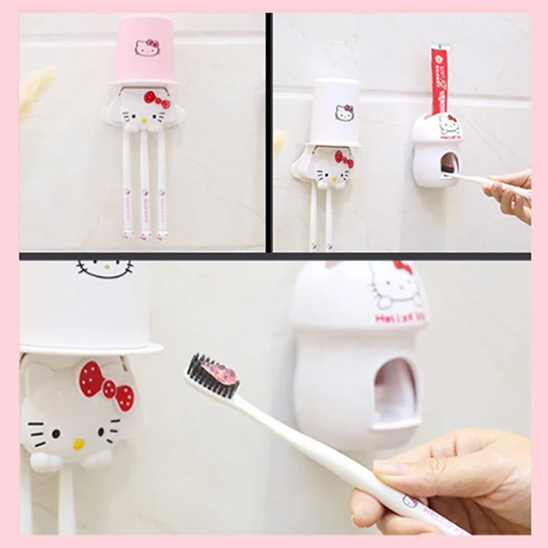 Hello Kitty Automatic Toothpaste Dispenser Wall Mounted Toothpaste Squeezer For Kids And Adults For Bathroom